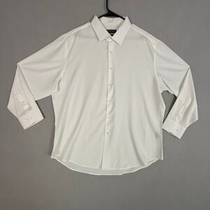 Bergamo New York Dress Shirt Men's 2XL Slim Fit White Long‎ Sleeve 18-18.5 34/35